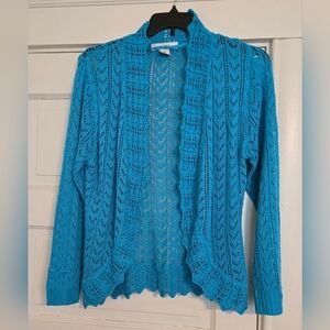Blue Open-Knit Women's Sweater